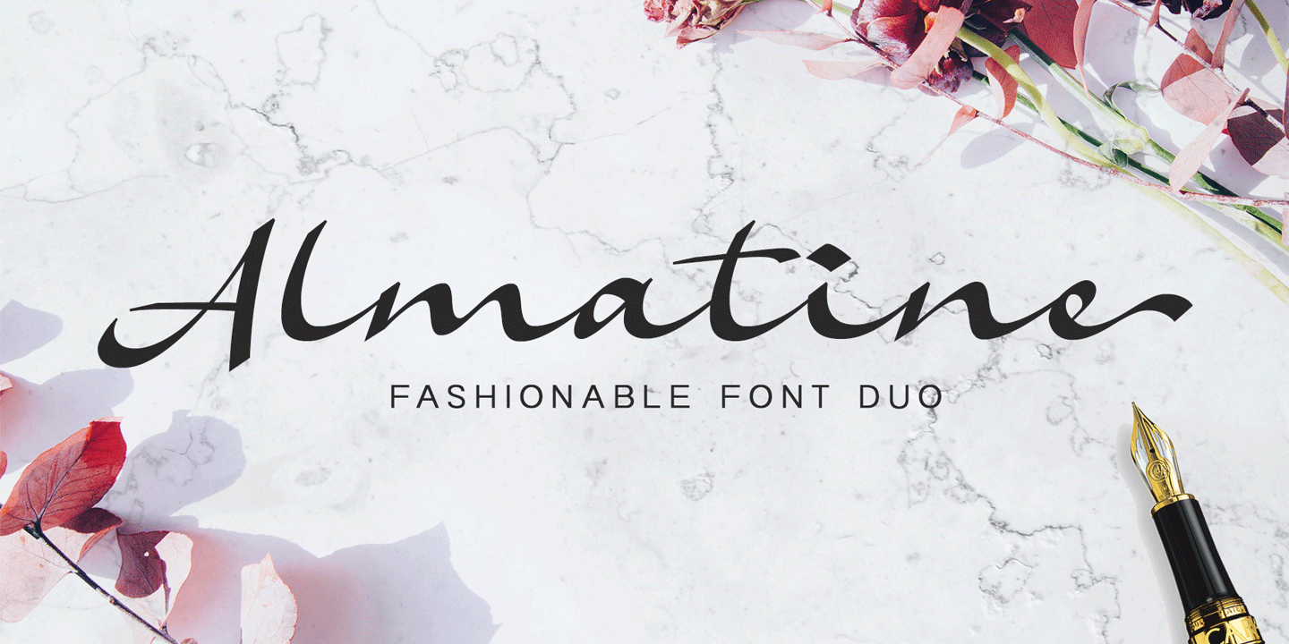 Beispiel einer Almatine Script-Schriftart